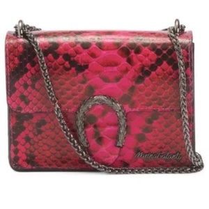 MARINA GALANTI Made In Italy Leather Reptile Fuschia Crossbody